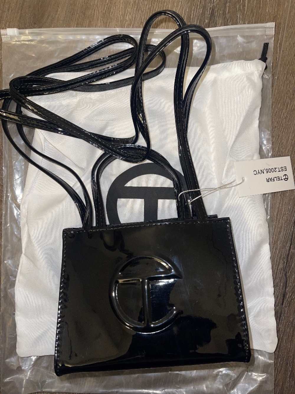 Black Small Patent Telfar Bag